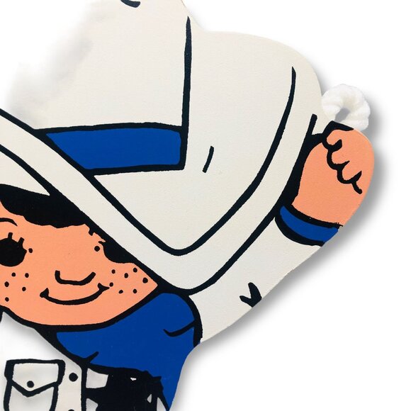 Vtg Hand-Painted Wooden Little Boy Sheriff Wall Plaque Decor Hat Spurs Freckles - Picture 3 of 8